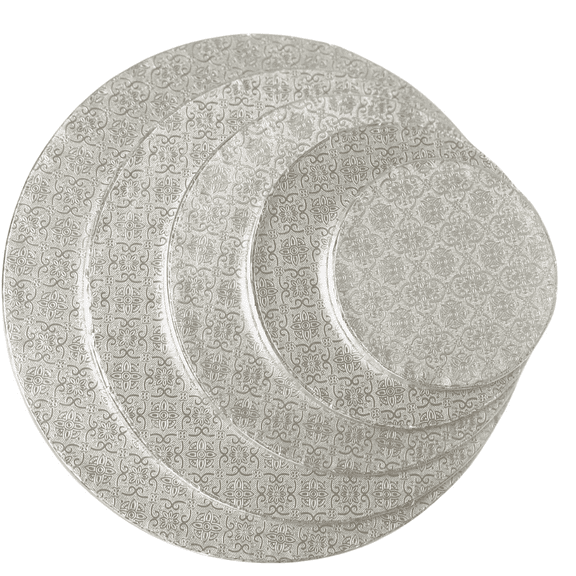 Silver Round Cake Drums 10 Inches Pack of 6 - Rigid and Sturdy 1/2 Inch Thick Ribbon Wrapped Edges (6, Silver)
