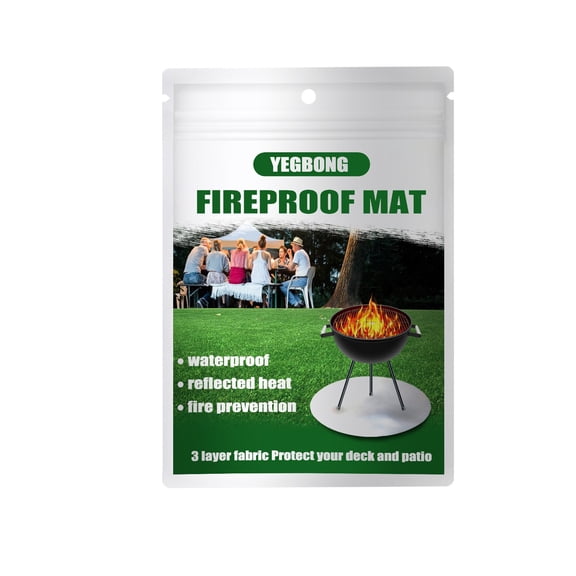 Silver Round Fire Pit Mat, Heat Resistant BBQ Grill Pad for Deck and Patio Protection, Heavy Duty Fireproof Shield, Outdoor Camping Gear