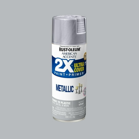 Silver, Rust-Oleum American Accents 2X Ultra Cover Metallic Spray Paint-327910, 12 oz