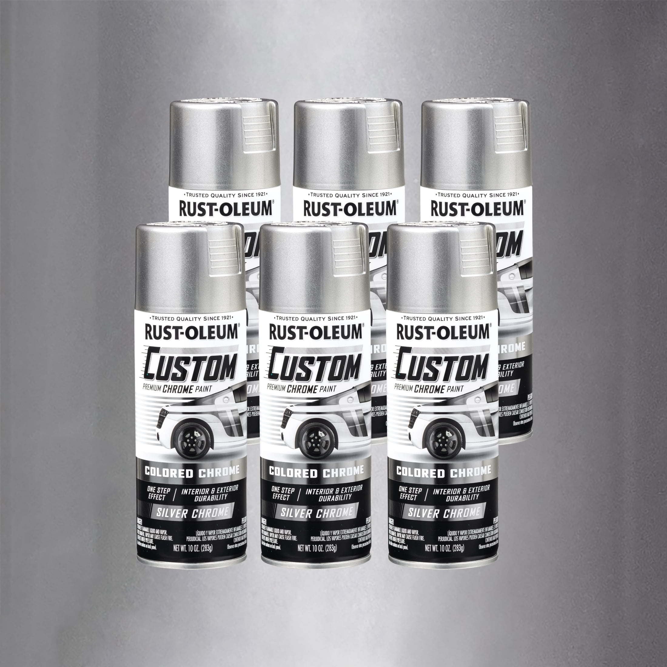 6 Pack, Silver, Rust-Oleum Automotive Custom Chrome Gloss Spray
