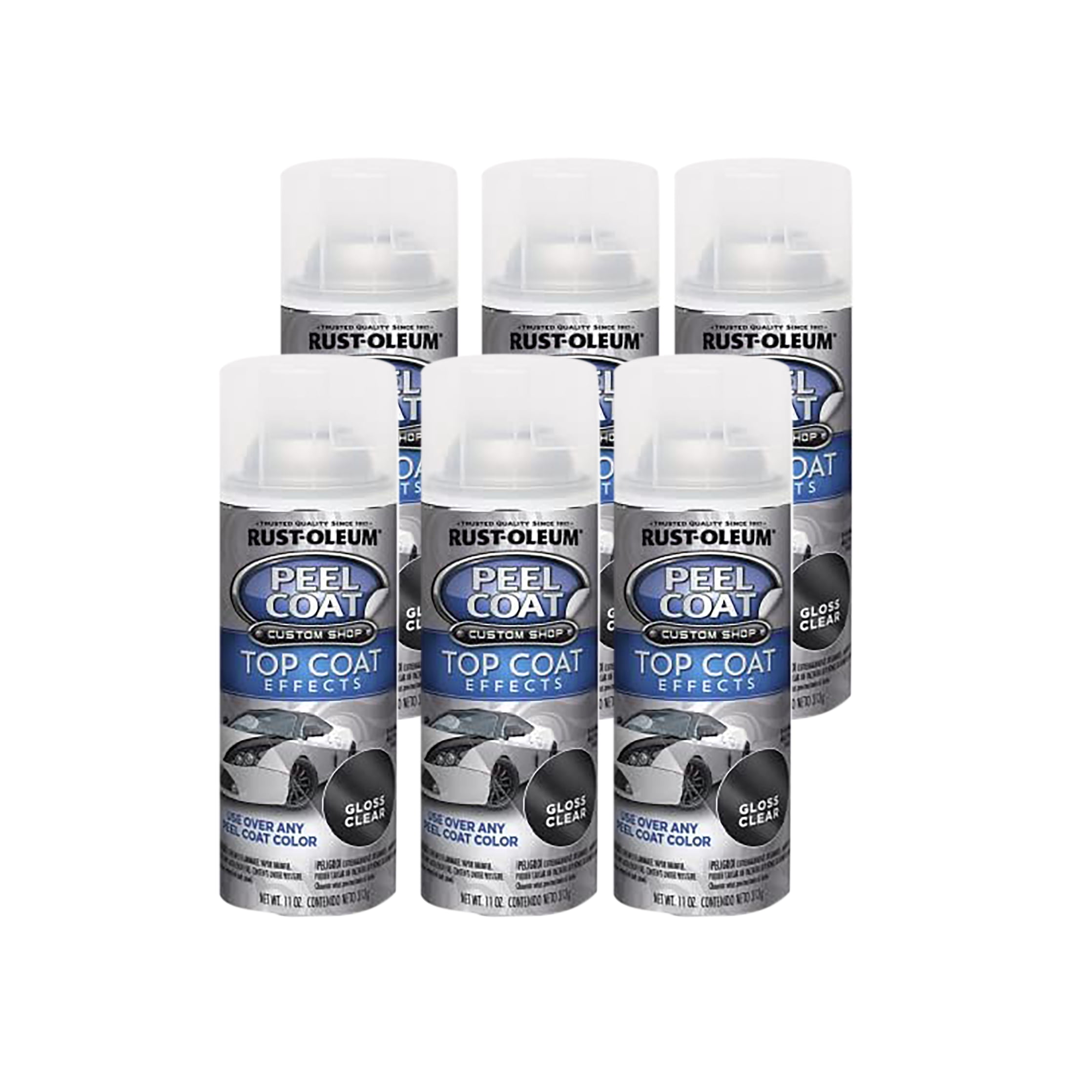6 Pack, Silver, Rust-Oleum Automotive Peel Coat Matte Spray Paint-318348, 11 oz