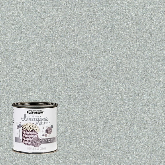 4 Pack, Silver, Rust-Oleum Craft & Hobby Imagine Intense Glitter Paint- 345699, 1/2 Pint