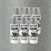 6 Pack, Silver, Rust-Oleum Custom Automotive Metallic Lacquer Spray Paint-323351, 11 oz