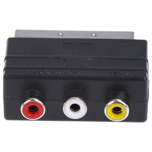 Silver SCART auf 3 Cinch Composite Phono Adapter Converter + In / Out SwitchR WA