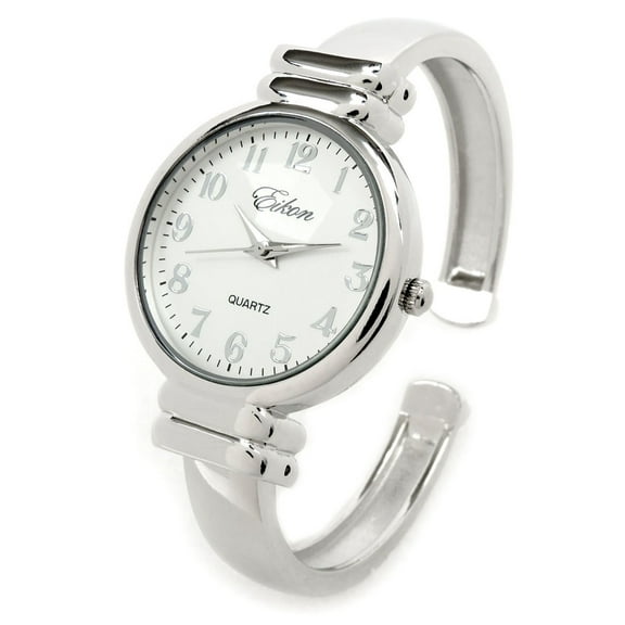 Silver SL Metal Band Slim Case Women's Bangle Cuff Watch