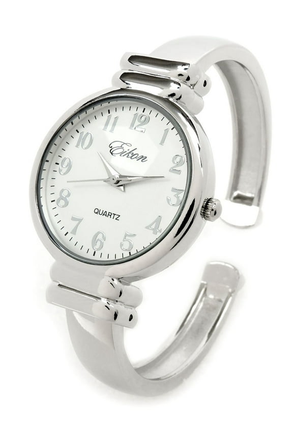 Silver SL Metal Band Slim Case Women's Bangle Cuff Watch
