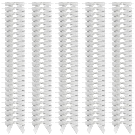 Silver Satin Bow Twist Ties for Treat Bags (100 Pack)