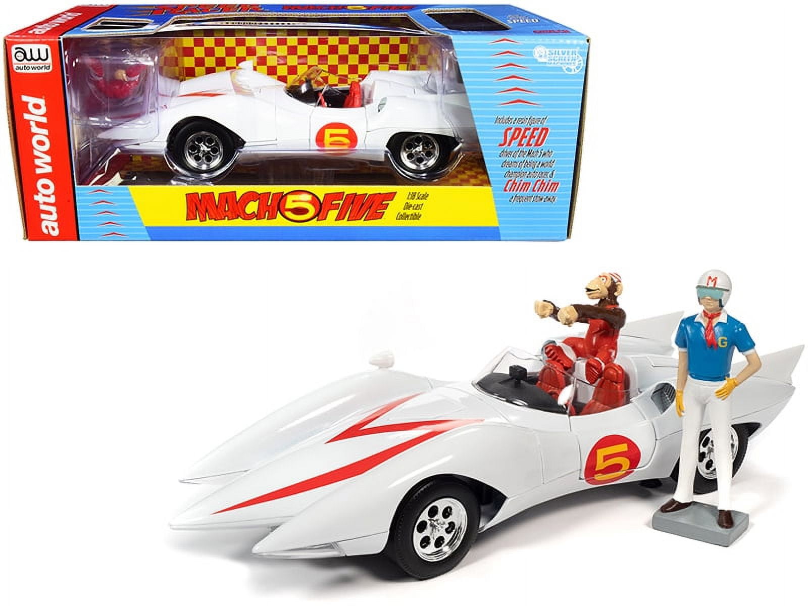 Collector's Toy: Autoworld's Mach 5 White with Chim-Chim Monkey