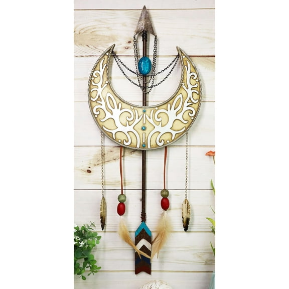 Silver Scroll Moon Spirit Arrow And Feathers Dreamcatcher Wall Decor