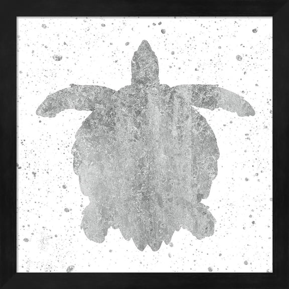Silver Sea Life Turtle by Wild Apple Portfolio, Framed Wall Art, 13.25W x 13.25H