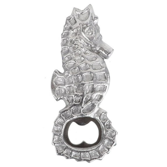 Silver Seahorse Hand Held Bottle Opener Embossed Aluminum