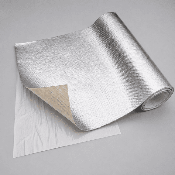 Silver Self-Adhesive Aluminized Fiberglass Cloth Heat Shield Blanket/Wrap Sheet - 15"x48" Aluminum Backed Thermal Reflective Insulation Barrier, Firewall (Heat Resistant, Tape-Like Adhesion)
