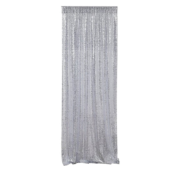 Silver Sequin Background Curtain, Glitter Party Stage Backdrop, Reusable Wedding Holiday Decor Curtain, 24.02x95.67 In