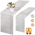 thumbnail image 1 of Silver Sequin Table Runner, 12"x108" Table Cover Rectangle Table Runners Cloth for Wedding Engagement Birthday Holiday Party Table Decorations, 2 Pack, 1 of 8