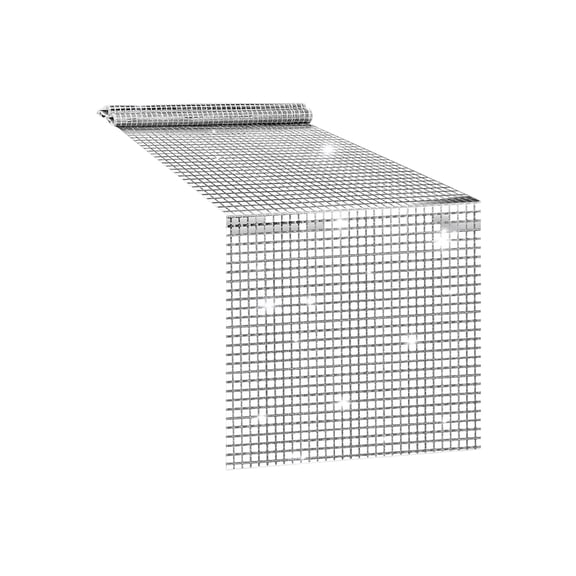 Silver Sequin Table Runner, Mirror Checkered Pattern, For European - Style Weddings, Party Decor, New Arrival Celebrations, 12X47 Inch (Approx. 30X120Cm)