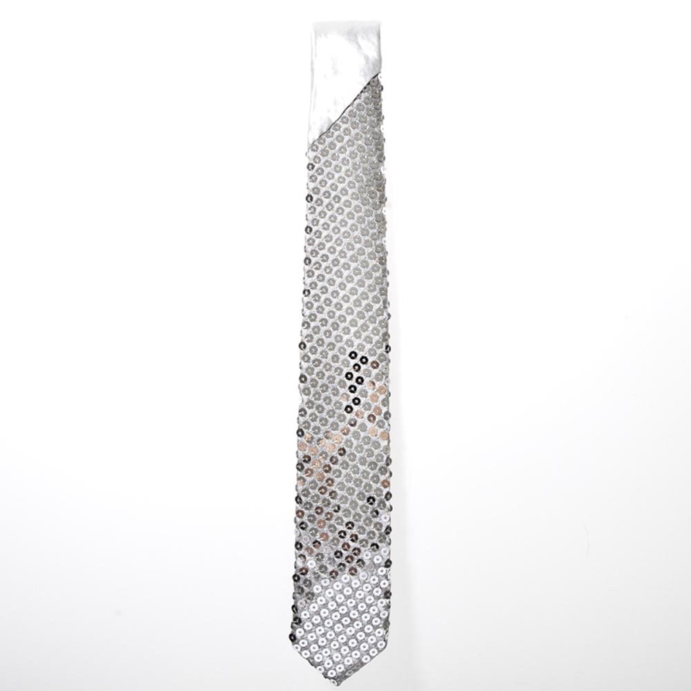 silver sequin necktie