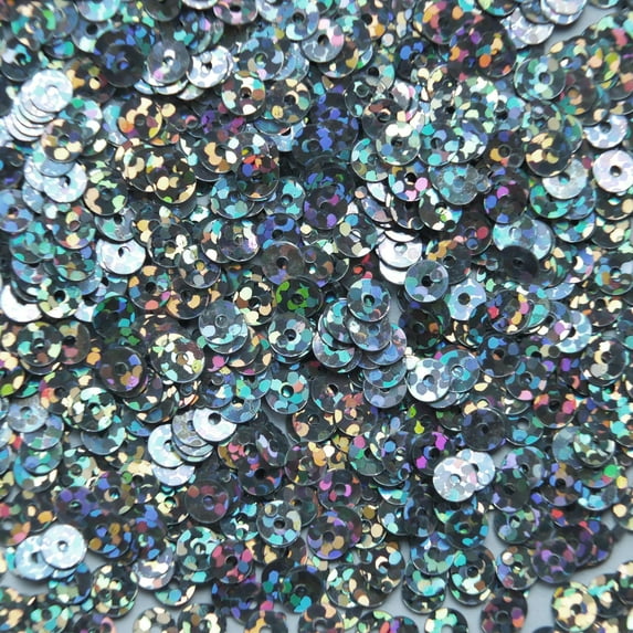 Silver Sequins 4mm Hologram Glitter Multi Reflective Metallic Made in USA