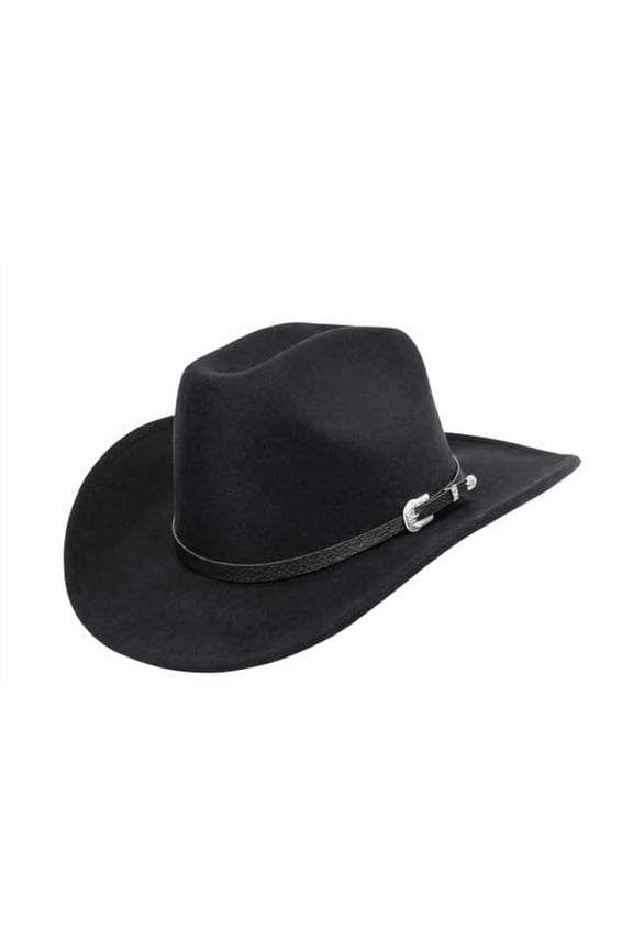 Black Cowgirl Hat for Women – Wide Brim Western Hat, Structured Rancher Style with Adjustable Band (56–58 cm) for Concerts, Travel & Everyday Wear