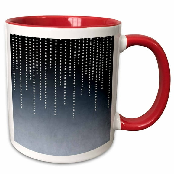 3drose, Silver Shimmering Rhinestones on Blue Grey Background, 11oz Two-tone Red Mug