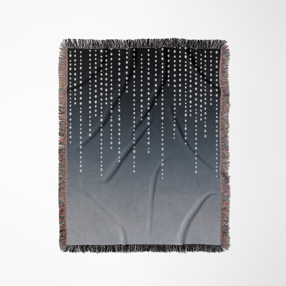 Silver Shimmering Rhinestones On Blue Grey Background, Woven Blanket