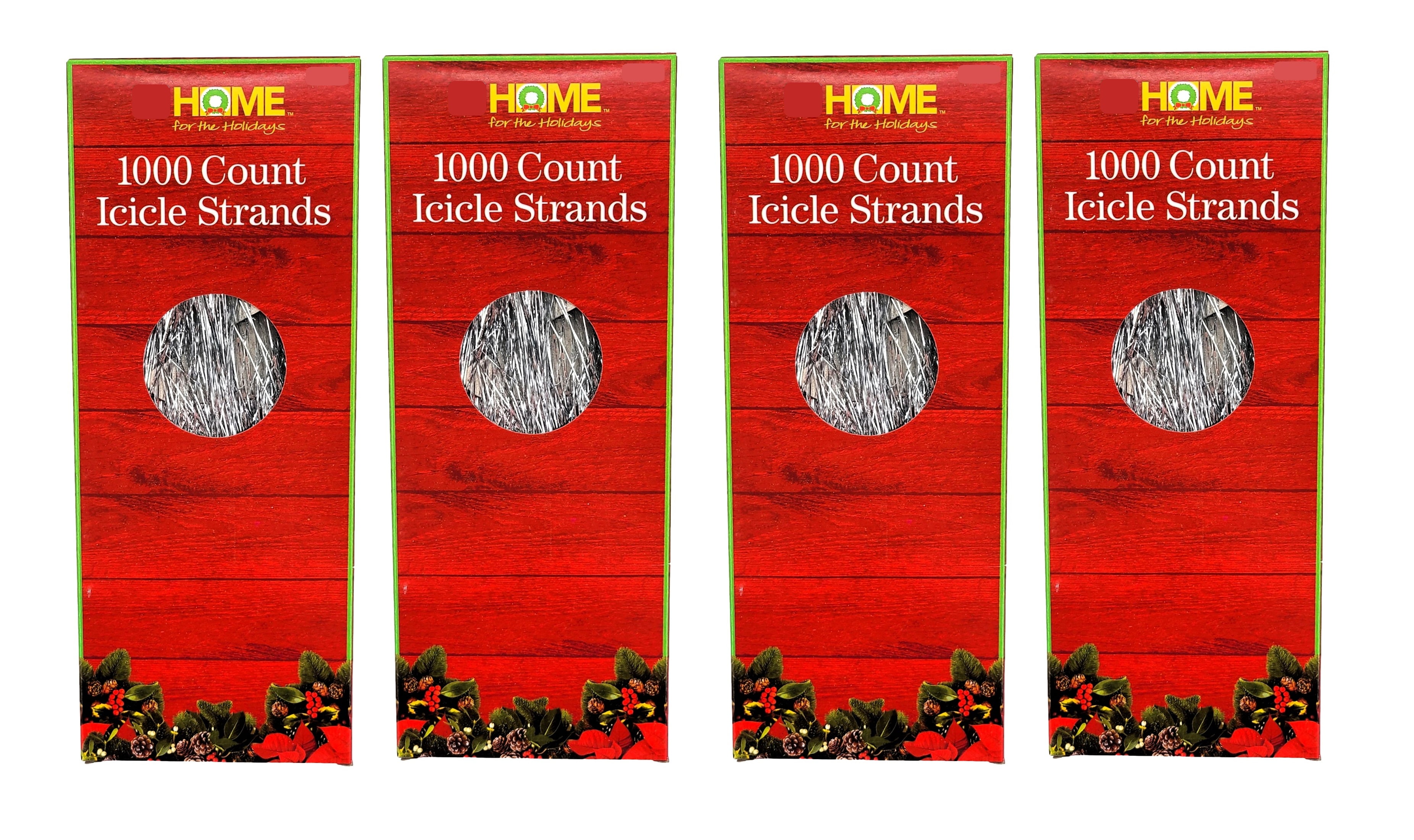 Silver Shining Tinsel Icicles 4000 Count, Silver, 4 Packages, 1000