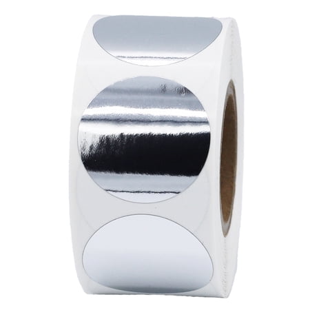 Silver Shiny Metallic Circle Dot Label Stickers | 1" inch Round - 500 Pack | InStockLabels.com