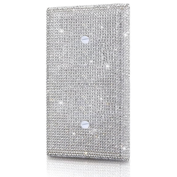 Silver Shiny Silver Rhinestones Wall Plates Light Switch Cover Plate Decorative 3 Gang Wall Plate Bling Light Switch Cover