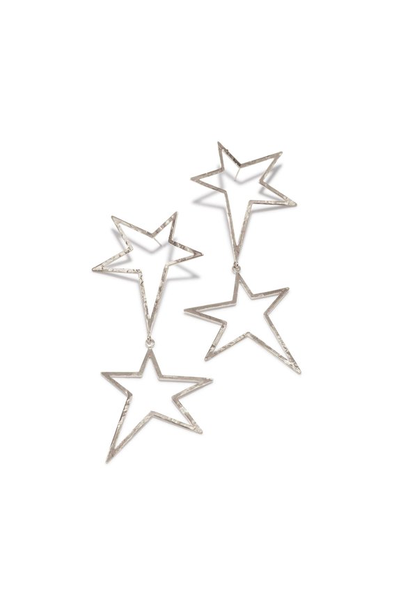 Silver Shooting Star Dust Dangle Post Earrings