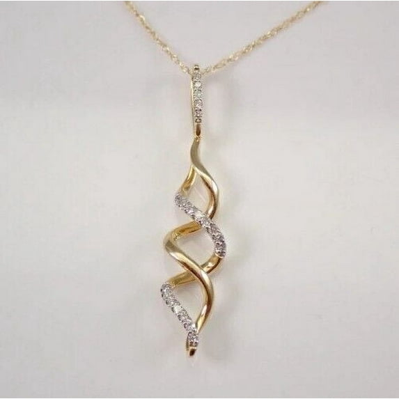 Silver Shop 1Ct Round Cut Cubic Zirconia Infinity Pendant 14K Yellow Gold Finish