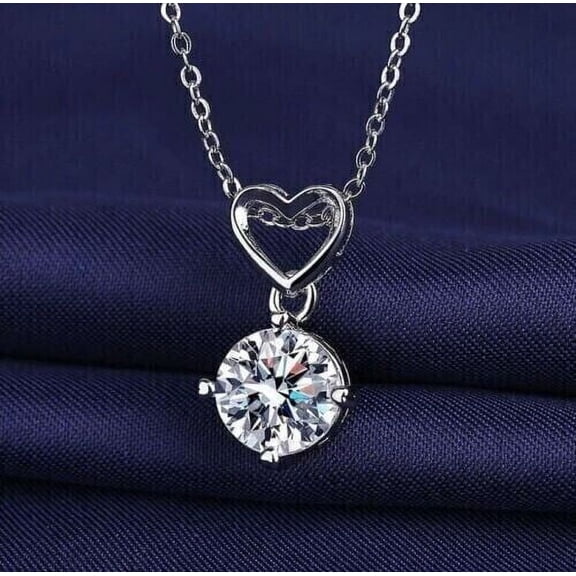 Silver Shop 1Ct Round Cut Cubic Zirconia Women's Unquie Pendent 14K White Gold Finish
