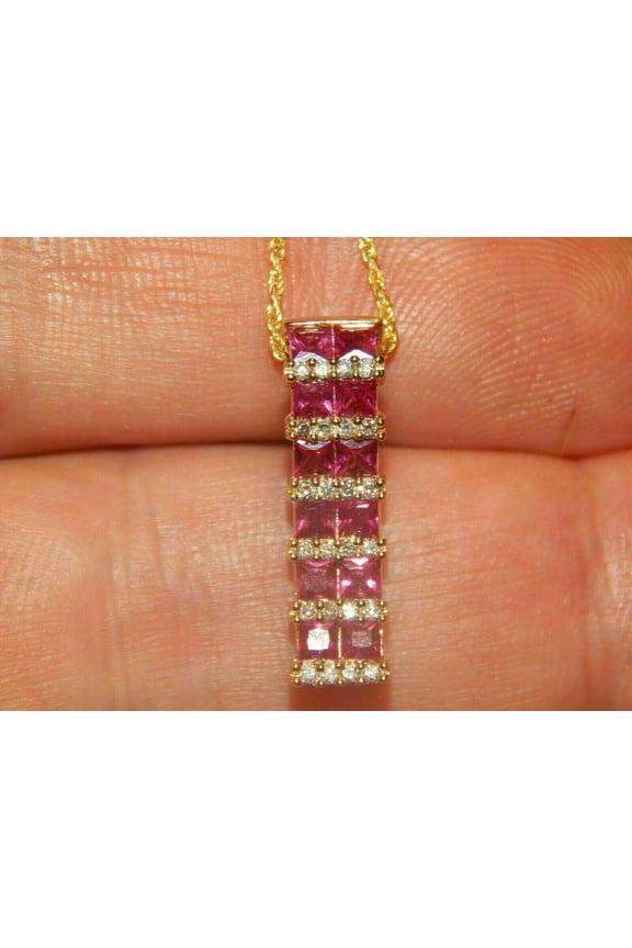 2Ct Princess Cut Lab Created Red Ruby Pendant 14K Yellow Gold Finish Free Chain