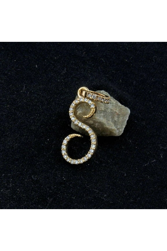 2Ct Round Cubic Zirconia S Initial Alphabet Pendant 14K White Gold Finish