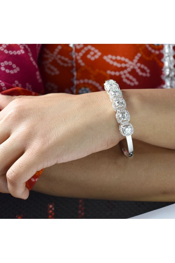 5.40Ct CZ Bangle Openable Bracelet-Great Shine & Sparkle 14K White Gold Finish