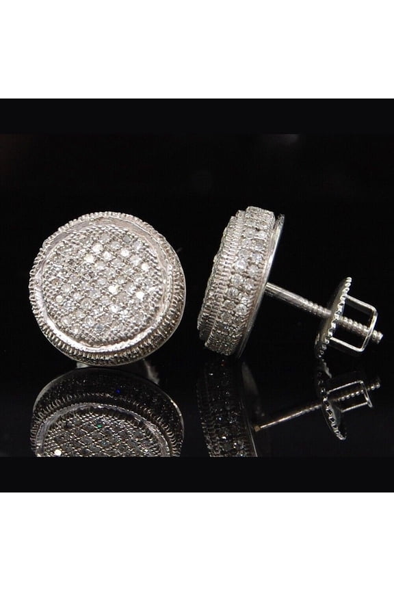 Brilliant Round Cut Cubic Zirconia 14K White Gold Finish Silver Stud Earrings For Gift