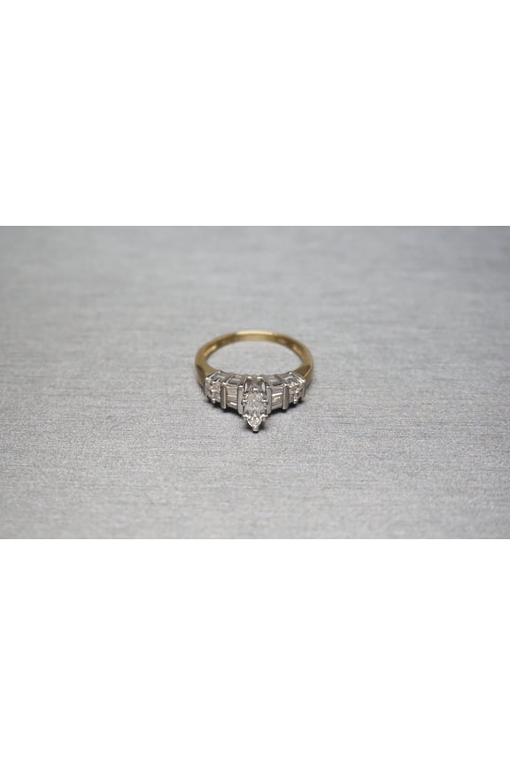 Marquise Cut Cubic Zirconia 14K Yellow Gold Finish Engagement Wedding Ring