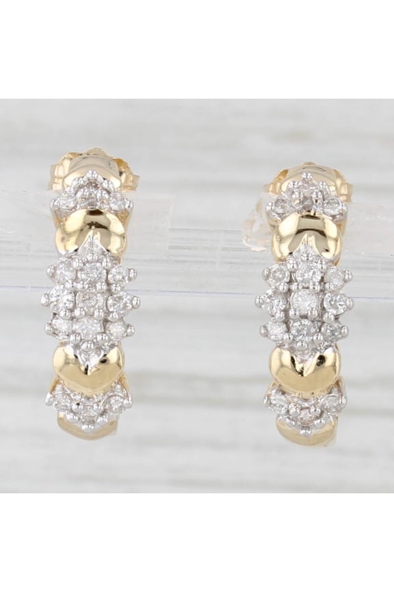 Round Cut CZ Half Hoop Earrings 14K Yellow Gold Plated For Women's