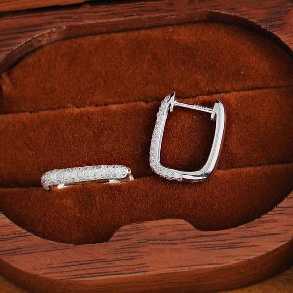 Silver Shop Round Cut Cubic Zirconia 14K White Gold Finish Silver Clip on Earrings