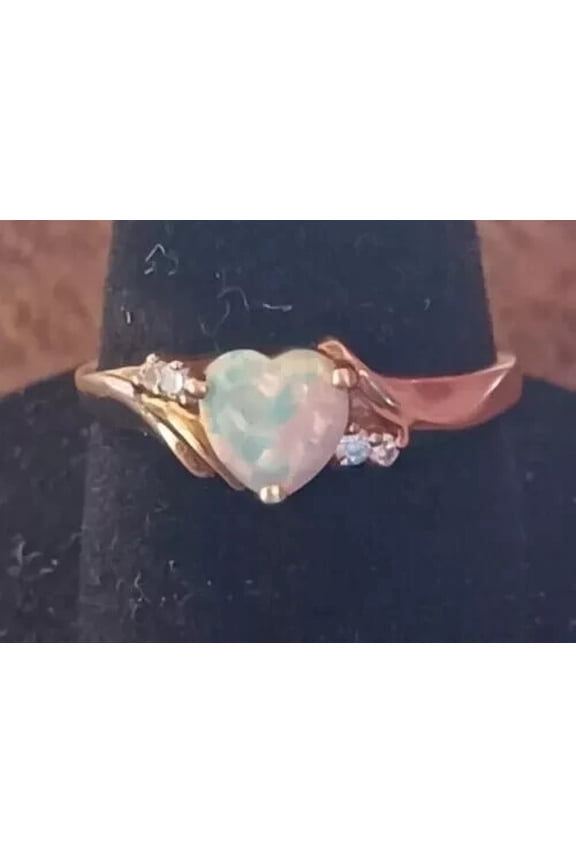 Lab Created Fire Opal Heart Cut 14K Yellow Gold Plated Engagement Women's Ring