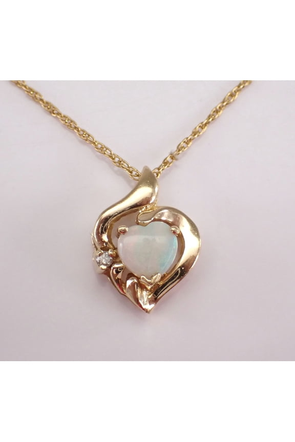 Women's 14K Yellow Gold Finish Silver Heart Cut Lab Created Fire Opal Love Pendant