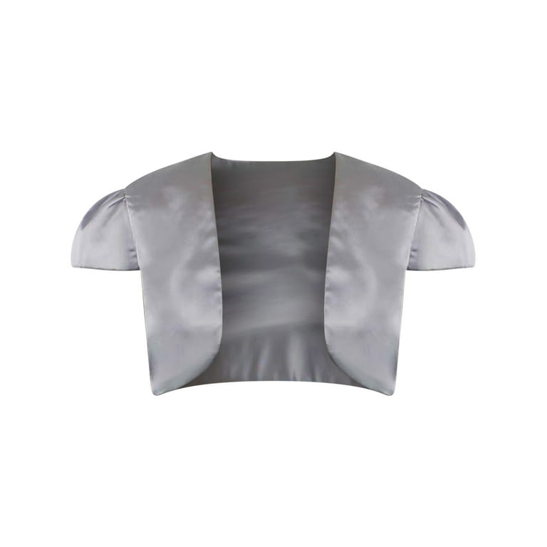 Silver Short Sleeve Satin Bolero Shrug Jacket Size Small Walmart
