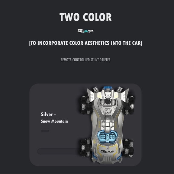Silver Silver 2.4Ghz Remote Control High Speed Drift Spray Racing Car Rechargeable Led Lights Music Rc Stunt Vehicle
