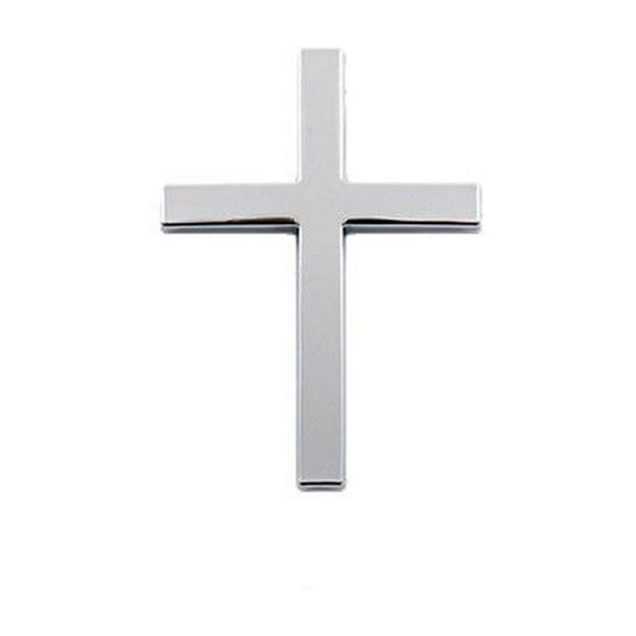 Silver Silver 3D Metal Cross Car Emblem Sticker Alloy Automotive Badge Decal For Vehicle Body Rear Window Scratch Resistant Auto Accessory