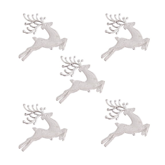 Silver Silver Deer Christmas Tree Ornaments For Festive Home And Office Decor 5 Pack