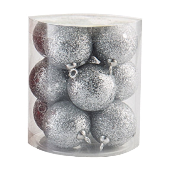 Silver Silver Glitter Christmas Ornaments Shatterproof For Tree Decorations With Hanging Rings And Festive Appeal