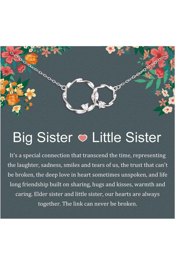 Silver Silver Interlocking Double-Circle Necklace Sister Birthday Gift for Sisters To Enjoy At Christmas