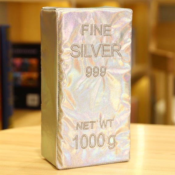 Silver Silver Simulation Brick Plush Toy Soft Stuffed Pranks Prop Funny Brick Decor For Home Office Gag Gift
