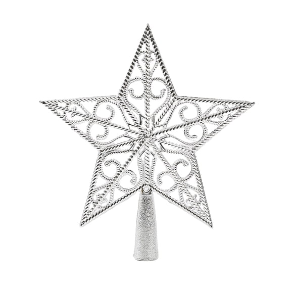 Silver Silver Small Hollow Star Christmas Tree Topper 6.7 Inch Plastic For Christmas Tree Decor