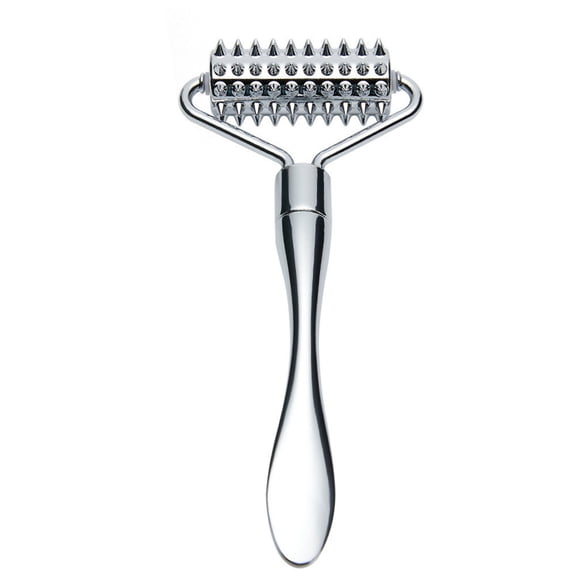 Silver Silver Tone Metal Micro Needle Derma Roller Massage Tool For Face Neck Hand Body Acupuncture Skin Therapy