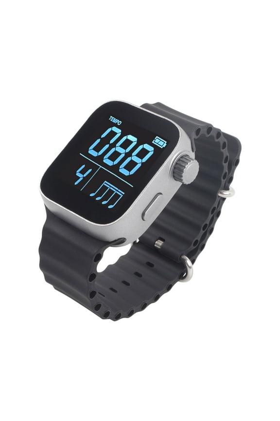 Silver Silver Vibrating Metronome Wrist Watch Wearable Tempo Device For Music Practice Exercise