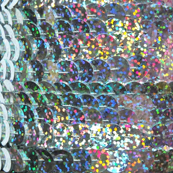 Silver Single Row Trim Iron On Hot Fix Sequins 10mm Center Stitched Hologram Glitter Multi Reflective Metallic Made in USA
